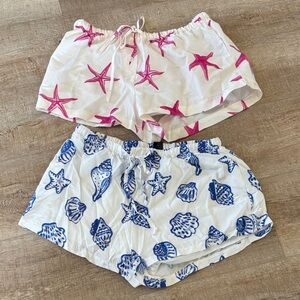 SHEIN Pink and Blue Seashell Starfish Print Shorts